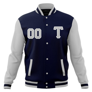 Custom Classic Satin Letterman Varsity <b>Jacket</b> for Men American Street Style Winter Wool Stand collar leather sleeve OEM Service - Product Image 2