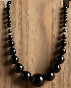 RUdra 18 pouces argent 925 serrure nouée à la main pour femmes guérison collier de perles en pierre d'onyx noir naturel troisième mode - Product Image 2