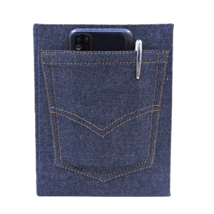 Classic Customizable Professional A5 Hard Cover Notebook Personalized Designer Blue Denim Pocket Handmade Stylish Look <b>Diary</b> - Product Image 1