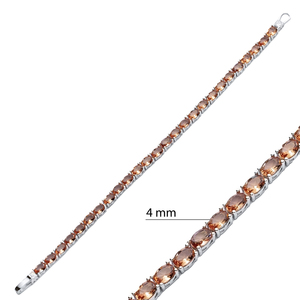 กำไลข้อมือเทนนิสทรงรีขนาด 4 มม. ประดับด้วยพลอยซุลตานไนต์ ขายส่ง งานแฮนด์เมดจากตุรกี เงินแท้ 925 สำหรับผู้หญิง เครื่องประดับคุณภาพสูง - Product Image 2