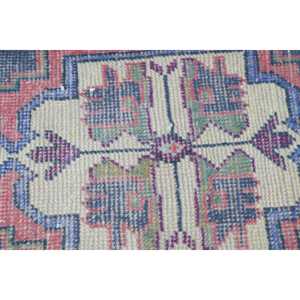 1.6x3.5 ft Turkish <b>Wool</b> Small Rug Vintage <b>Red</b> Patchwork Latex Backing Rug - Product Image 5