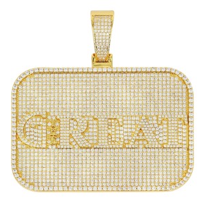 Top Demanded 2.5 mm Big Size Rectangle 14K <b>Gold</b> Diamond Name Plate Necklace Customized <b>Letters</b> Initial Great Unisex Export Price - Product Image 1