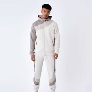 Haute qualité deux pièces hommes hiver Jogging costumes 100% coton polaire sport pantalon ensemble solide imprimé survêtements survêtements - Product Image 3