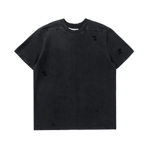 New Arrival Short Sleeves Blank Acid Washed Loose T-<b>shirts</b> for <b>Men</b> Trendy Fashion Distressed Design T-<b>Shirts</b> for Unisex - Product Image 1