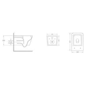 Cuvette de toilette murale sans bride en céramique Riga, style moderne pour une utilisation pratique - Product Image 3