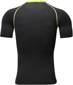 Alta calidad secado rápido estiramiento entrenamiento Fitness manga corta Rash Guard Top ropa de gimnasio activa para hombres - Product Image 5