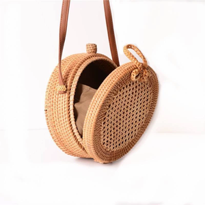 Bolso de mimbre de paja al mejor precio, bolso natural redondo para mujer, bolso circular minimalista a la moda - Product Image 2