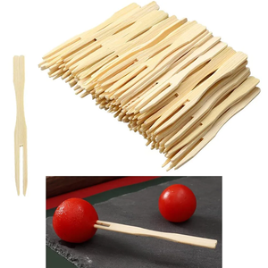 Mini-String Cute Bamboo Fruit Tenedor Raqueta Stick Desechable Baya recubierta de azúcar para niños Sostenible para bodas al por mayor - Product Image 1