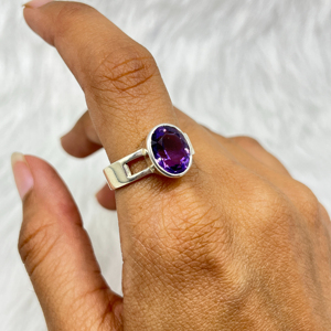 Natural Amethyst <b>Silver</b> <b>Ring</b> Handmade <b>Silver</b> Amethyst Gemstone <b>Silver</b> Statement <b>Ring</b> <b>Boho</b> <b>Ring</b> for Her - Product Image 1