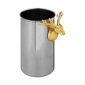 Seau à glace rond en métal argenté brillant de grande taille, design martelé, pour les fêtes, pour refroidir les boissons, seau à champagne sur base ronde - Product Image 5