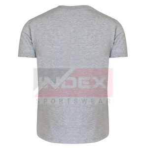 INDEX Men's Gray <b>V</b>-Neck Short Sleeve T-Shirt Regular <b>Fit</b> Cotton Jersey Casual Breathable Front Logo Print - Product Image 2