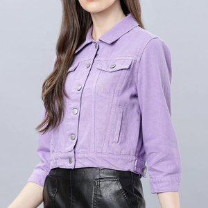 เสื้อแจ็กเก็ตยีนส์สำหรับสตรีแขนยาวเสื้อยีนส์2024พรีเมี่ยม - Product Image 4