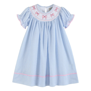Handmade Smocked Soft Linen Dress for <b>Baby</b> Girls Casual Style for Toddler's <b>First</b> Birthday OEM Made in Vietnam - Product Image 1