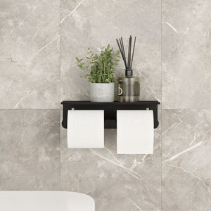 Porte-papier toilette double mural avec étagère pour téléphone, porte-rouleau de papier toilette en acier inoxydable, étiquette privée OEM - Product Image 2