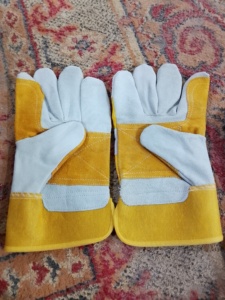 ถุงมือนิรภัยสำหรับผู้ชายถุงมือทำงานหนัง707สีส้มมองเห็นได้ชัดเจน - Product Image 2