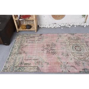 Tapis turc, tapis d'appoint rose en laine vintage orientale, 3,5x8,7 pieds - Product Image 5