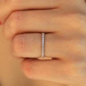 VVS Moissanite แหวนแต่งงานสำหรับผู้หญิงได้รับการรับรองจาก VS เพชรเต็มรูปแบบคลาสสิกเรียบง่ายบางสายเงินสเตอร์ลิง - Product Image 2