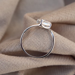 Anillo de moissanita de corte princesa de Plata de Ley 925 hecho a mano, joyería de forma cuadrada para mujer - Product Image 4