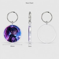 Porte-clés en acrylique transparent imprimé UV personnalisé, style cyberpunk néon anime, breloque de sac en acrylique, vente en gros, OEM