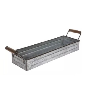 Nueva Venta de bandeja galvanizada hecha a mano bandejas decorativas granja Metal rústico bandeja para servir forma de tamaño personalizado - Product Image 5