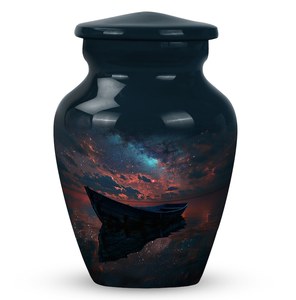 Urne de paysage marin stellaire marine cosmique avec urne de navire Twilight Horizon pour cendres cendres de bateau urnes funéraires modernes décoratives - Product Image 6