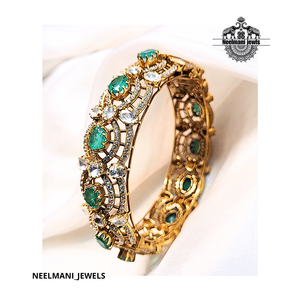 Green Emerald Stone <b>Bracelet</b> Elegant Moissanite <b>Bangles</b> for Women - Product Image 4