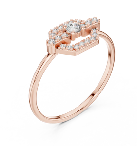 Bague en or rose 14 carats de qualité supérieure avec diamant brillant rond au design minimaliste pour un attrait élégant de l'Inde - Product Image 3