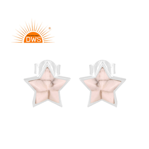 Hecho a mano 925 Plata de Ley fina Natural Howlite Gemstone Star Design Stud Pendiente Fabricante de joyería personalizada - Product Image 1
