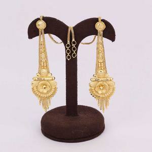 Luxury <b>Floral</b> Design Gold Plated Dangle Earrings Traditional Long Chain Fashion Earrings for Weddings - Product Image 1