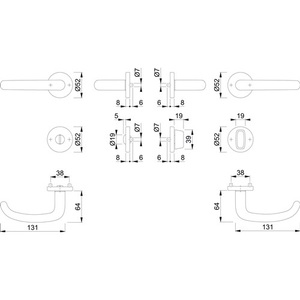Juego de Rosetas de Acero Inoxidable HOPPE San Francisco F69 en Forma de U DIN Izquierda/Derecha D/D - Product Image 4