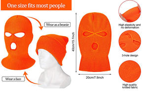 Máscara de esquí integral de punto cálido de invierno del fabricante con pasamontañas de 3 agujeros para deportes al aire libre y ropa de playa - Product Image 2
