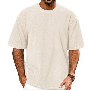 T-shirt à manches courtes pour homme de qualité supérieure, coupe ample, épaules tombantes, logo personnalisé, streetwear décontracté, motifs unis - Product Image 1