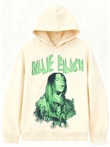 Sudadera con Capucha de Forro Polar Casual con Estampado Bordado de Billie Eilish, Sudadera Holgada de Estilo Retro para Hombre y Mujer, Unisex - Product Image 5