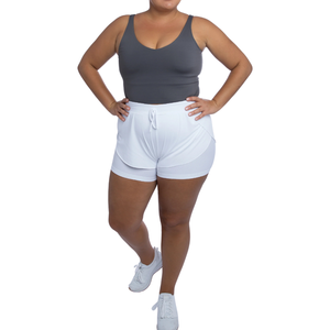 Shorts Deportivos de Talla Grande con Paneles de Malla, Cintura Alta, Transpirables, para Gimnasio, Entrenamiento, con Ajuste Cómodo y Elástico - Product Image 4