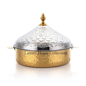 Nouveau couvercle de couleur argent pour marmite de stockage des aliments avec casserole de forme ronde autocollant émaillé appliqué à la main de table aspect fantaisie - Product Image 3