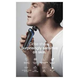 Rasoir Électrique Rechargeable Bleu pour Hommes, Utilisation Humide et Sèche, Système de Nettoyage, Cinq Lames Rotatives, Étanche IPX7, Qualité Allemande - Product Image 6