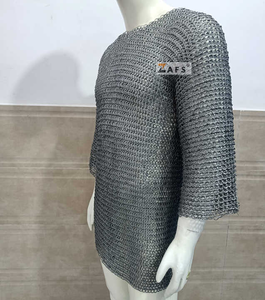 Camisa de malla de acero suave Medieval de alta calidad, armadura plana Hauberk de media manga para fiestas de Cosplay, ferias de recreación - Product Image 3