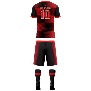 Ensemble de maillots de football personnalisés pour hommes, uniforme de football rouge et noir, kit d'équipe respirant, t-shirt de sport à séchage rapide, shorts, chaussettes, vêtements d'entraînement - Product Image 2