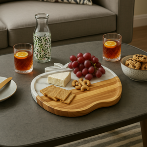 แผ่นเสียงไม้หินอ่อนรูปแอปเปิ้ลปรับแต่งได้ถาดเสิร์ฟสุดหรูเป็นมิตรกับสิ่งแวดล้อม - Product Image 2