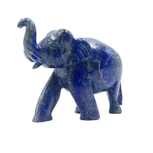 Esculpido Cura Lapis Lazuli Cristal Azul Elefante Estátua Feng Shui Gemstone Animal Estatueta Escultura para Home Decor Presente