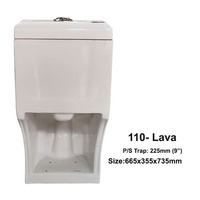 WC monobloc moderne à double chasse, cuvette en céramique blanche, réservoir encastré, Lava 110 S/P Trap, couvercle à fermeture douce