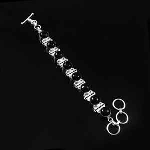 Black Onyx 925 Sterling <b>Silver</b> Luxury Charm Tennis Shape Bracelet Minimalist Handmade GIA Certified Jewelry for <b>Women</b> Elegant - Product Image 2