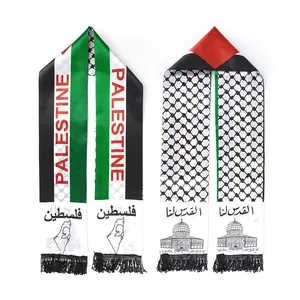 Custom Logo Denmark Palestine Silk 100% Acrylic Knitted Jacquard Woven Flag Winter Scarf For Football Soccer Sports Team Fan