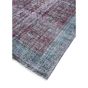 Alfombras de Lana Anudadas a Mano de Estilo Vintage, Diseño Rectangular Abstracto con Medallón Rosa y Morado para Sala de Estar o Pasillo, Pae-2225 - Product Image 2