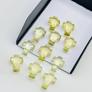 Cuentas de Cuarzo Limón Natural en Forma de Cruz de 15 mm, Cuentas Facetadas con Grabado de Cruz Sagrada para la Fabricación de Joyas - Product Image 2