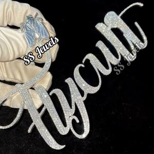 VVS Jewelry 925 Silver Iced Hip Hop Style Nombre Charm Necklace Moissanite Diamond Letter Colgante Regalo del Día de la madre - Product Image 4