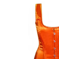Corset bustier sur-mesure en satin orange respirant à haute compression avec baleines en acier et bretelles pour l'entraînement de la taille