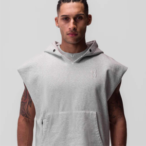 Sweat à capuche sans manches d'entraînement pour hommes-Sweat à capuche de gymnastique léger et respirant pour fitness et musculation - Product Image 3