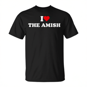 T-shirt con grafica retrò I Love The Amish, nera, per adulti, unisex - Product Image 2