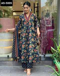 Lo último en ropa de mujer, traje elegante de rayón pesado Salwar Kameez con estampado de Chanderi Dupatta con talla grande disponible para ropa de Festival - Product Image 3